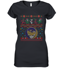 Load image into Gallery viewer, Baltimore Ravens Christmas Grateful Dead Jingle Bears Football Ugly Sweatshirt Women's V-Neck T-Shirt