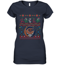 Load image into Gallery viewer, Chicago Bears Christmas Grateful Dead Jingle Bears Football Ugly Sweatshirt Women's V-Neck T-Shirt