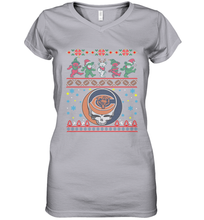 Load image into Gallery viewer, Chicago Bears Christmas Grateful Dead Jingle Bears Football Ugly Sweatshirt Women's V-Neck T-Shirt