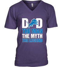 Load image into Gallery viewer, Detroit Lions Dad The Man The Myth The Legend NFL Father's Day Men's V-Neck T-Shirt