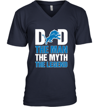 Load image into Gallery viewer, Detroit Lions Dad The Man The Myth The Legend NFL Father's Day Men's V-Neck T-Shirt