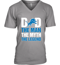 Load image into Gallery viewer, Detroit Lions Dad The Man The Myth The Legend NFL Father's Day Men's V-Neck T-Shirt
