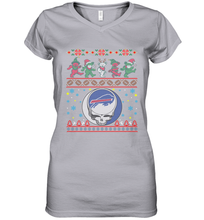 Load image into Gallery viewer, Buffalo Bills Christmas Grateful Dead Jingle Bears Football Ugly Sweatshirt Women's V-Neck T-Shirt