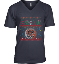 Load image into Gallery viewer, Cincinnati Bengals Christmas Grateful Dead Jingle Bears Football Ugly Sweatshirt Men's V-Neck T-Shirt