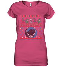 Load image into Gallery viewer, Carolina Panthers Christmas Grateful Dead Jingle Bears Football Ugly Sweatshirt Women's V-Neck T-Shirt

