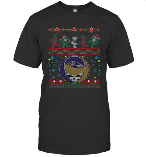 Baltimore Ravens Christmas Grateful Dead Jingle Bears Football Ugly Sweatshirt Men's T-Shirt