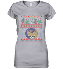 Load image into Gallery viewer, Baltimore Ravens Christmas Grateful Dead Jingle Bears Football Ugly Sweatshirt Women's V-Neck T-Shirt
