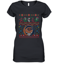 Load image into Gallery viewer, Chicago Bears Christmas Grateful Dead Jingle Bears Football Ugly Sweatshirt Women's V-Neck T-Shirt
