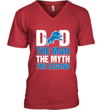Load image into Gallery viewer, Detroit Lions Dad The Man The Myth The Legend NFL Father's Day Men's V-Neck T-Shirt
