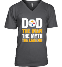 Load image into Gallery viewer, Pittsburgh Steelers Dad The Man The Myth The Legend NFL Father&#39;s Day Men&#39;s V-Neck T-Shirt
