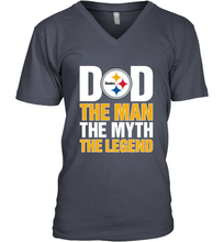 Load image into Gallery viewer, Pittsburgh Steelers Dad The Man The Myth The Legend NFL Father&#39;s Day Men&#39;s V-Neck T-Shirt

