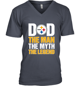 Pittsburgh Steelers Dad The Man The Myth The Legend NFL Father's Day Men's V-Neck T-Shirt