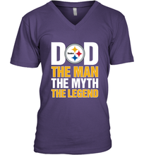 Load image into Gallery viewer, Pittsburgh Steelers Dad The Man The Myth The Legend NFL Father&#39;s Day Men&#39;s V-Neck T-Shirt
