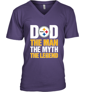 Pittsburgh Steelers Dad The Man The Myth The Legend NFL Father's Day Men's V-Neck T-Shirt