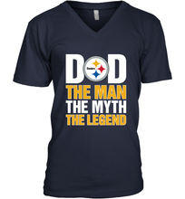 Load image into Gallery viewer, Pittsburgh Steelers Dad The Man The Myth The Legend NFL Father&#39;s Day Men&#39;s V-Neck T-Shirt
