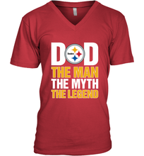 Load image into Gallery viewer, Pittsburgh Steelers Dad The Man The Myth The Legend NFL Father&#39;s Day Men&#39;s V-Neck T-Shirt
