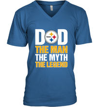 Load image into Gallery viewer, Pittsburgh Steelers Dad The Man The Myth The Legend NFL Father&#39;s Day Men&#39;s V-Neck T-Shirt
