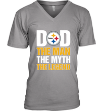 Load image into Gallery viewer, Pittsburgh Steelers Dad The Man The Myth The Legend NFL Father&#39;s Day Men&#39;s V-Neck T-Shirt
