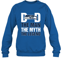 Load image into Gallery viewer, Seattle Seahawks Dad The Man The Myth The Legend NFL Father&#39;s Day Crewneck Sweatshirt

