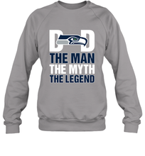 Load image into Gallery viewer, Seattle Seahawks Dad The Man The Myth The Legend NFL Father&#39;s Day Crewneck Sweatshirt
