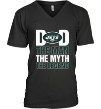Load image into Gallery viewer, New York Jets Dad The Man The Myth The Legend NFL Father&#39;s Day Men&#39;s V-Neck T-Shirt
