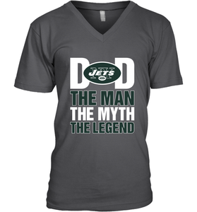 New York Jets Dad The Man The Myth The Legend NFL Father's Day Men's V-Neck T-Shirt