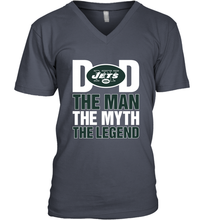 Load image into Gallery viewer, New York Jets Dad The Man The Myth The Legend NFL Father&#39;s Day Men&#39;s V-Neck T-Shirt
