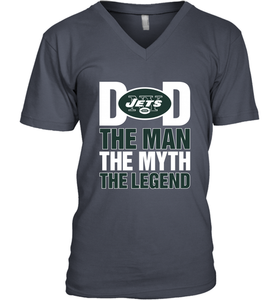 New York Jets Dad The Man The Myth The Legend NFL Father's Day Men's V-Neck T-Shirt