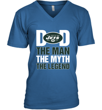 Load image into Gallery viewer, New York Jets Dad The Man The Myth The Legend NFL Father&#39;s Day Men&#39;s V-Neck T-Shirt
