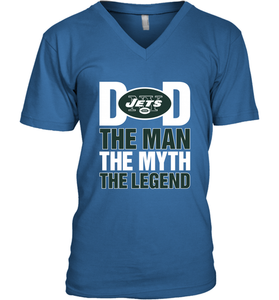 New York Jets Dad The Man The Myth The Legend NFL Father's Day Men's V-Neck T-Shirt