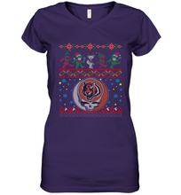 Load image into Gallery viewer, Cincinnati Bengals Christmas Grateful Dead Jingle Bears Football Ugly Sweatshirt Women's V-Neck T-Shirt

