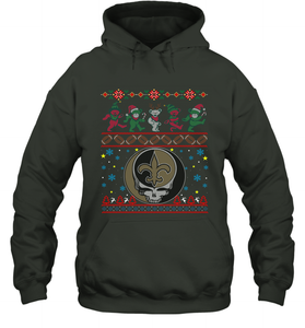 New Orleans Saints Christmas Grateful Dead Jingle Bears Football Ugly Sweatshirt Adult Unisex Hoodie Sweatshirt
