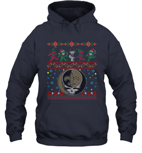 New Orleans Saints Christmas Grateful Dead Jingle Bears Football Ugly Sweatshirt Adult Unisex Hoodie Sweatshirt