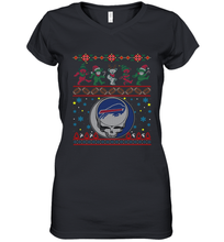 Load image into Gallery viewer, Buffalo Bills Christmas Grateful Dead Jingle Bears Football Ugly Sweatshirt Women's V-Neck T-Shirt
