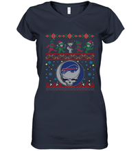 Load image into Gallery viewer, Buffalo Bills Christmas Grateful Dead Jingle Bears Football Ugly Sweatshirt Women's V-Neck T-Shirt
