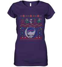 Load image into Gallery viewer, Buffalo Bills Christmas Grateful Dead Jingle Bears Football Ugly Sweatshirt Women's V-Neck T-Shirt
