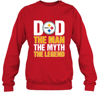 Load image into Gallery viewer, Pittsburgh Steelers Dad The Man The Myth The Legend NFL Father&#39;s Day Crewneck Sweatshirt
