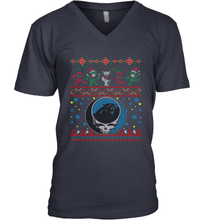 Load image into Gallery viewer, Carolina Panthers Christmas Grateful Dead Jingle Bears Football Ugly Sweatshirt Men's V-Neck T-Shirt
