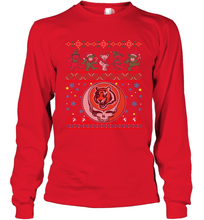 Load image into Gallery viewer, Cincinnati Bengals Christmas Grateful Dead Jingle Bears Football Ugly Sweatshirt Long Sleeve T-Shirt
