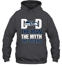 Load image into Gallery viewer, Seattle Seahawks Dad The Man The Myth The Legend NFL Father&#39;s Day Hooded Sweatshirt
