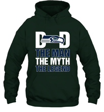 Load image into Gallery viewer, Seattle Seahawks Dad The Man The Myth The Legend NFL Father&#39;s Day Hooded Sweatshirt
