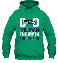 Load image into Gallery viewer, Seattle Seahawks Dad The Man The Myth The Legend NFL Father&#39;s Day Hooded Sweatshirt

