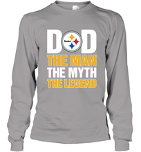Load image into Gallery viewer, Pittsburgh Steelers Dad The Man The Myth The Legend NFL Father&#39;s Day Long Sleeve T-Shirt
