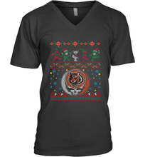Load image into Gallery viewer, Cincinnati Bengals Christmas Grateful Dead Jingle Bears Football Ugly Sweatshirt Men's V-Neck T-Shirt
