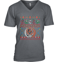 Load image into Gallery viewer, Cincinnati Bengals Christmas Grateful Dead Jingle Bears Football Ugly Sweatshirt Men's V-Neck T-Shirt
